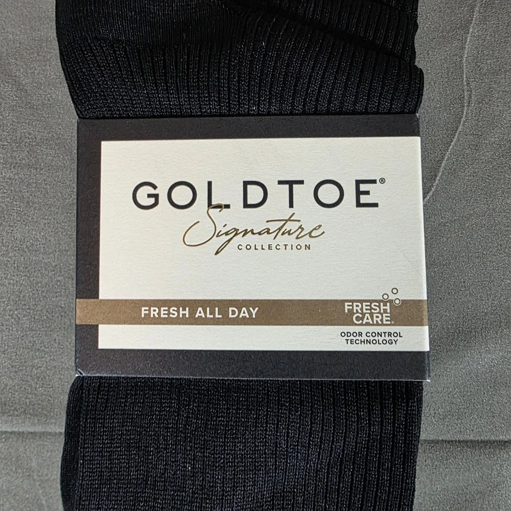 Goldtoe Signature Collection Mens Black Crew Socks 3 Pair Pack AM274 Size 6-12.5